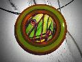 Ticopo Creation : pendantif rond bois papillon