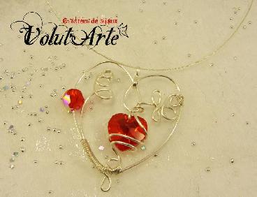 Pendentif coeur et perle Siam