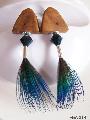 Boucles d\'oreille plumes bleues AnaGold