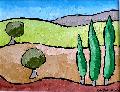 Collines provencales-Huile au couteau 35x27 cm