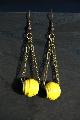 Boucle d\'oreilles chaine et perle de papier jaune