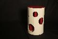Tabouret tubes en carton rouge et blanc