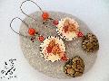 Boucles d\'oreilles laiton perles peintes en porce