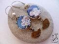 Pendants d\'oreilles perles bleues en porcelaine p