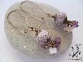 Boucles d\'oreilles perles parme en verre fluorite