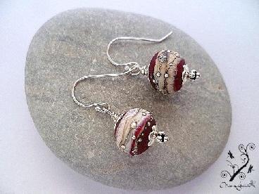 Boucles d'oreilles en argent 925 perles rouges en